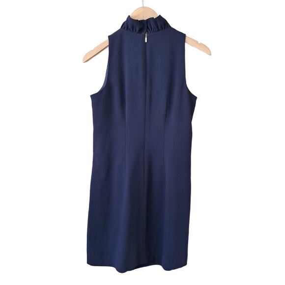 Trina Turk Atlantis Navy Blue Ruffle Mini Dress Size 4 Sleeveless Shift - Picture 6 of 8